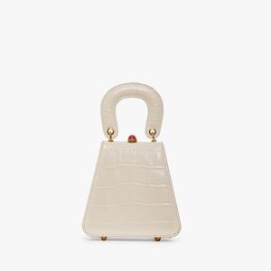 Staud Kenny Bag in Cream Croc